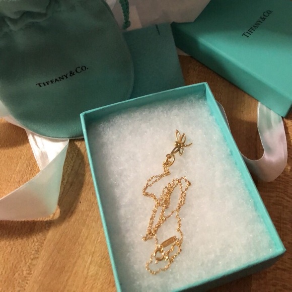Tiffany&Co dragonfly charm and necklace gold - Picture 1 of 8